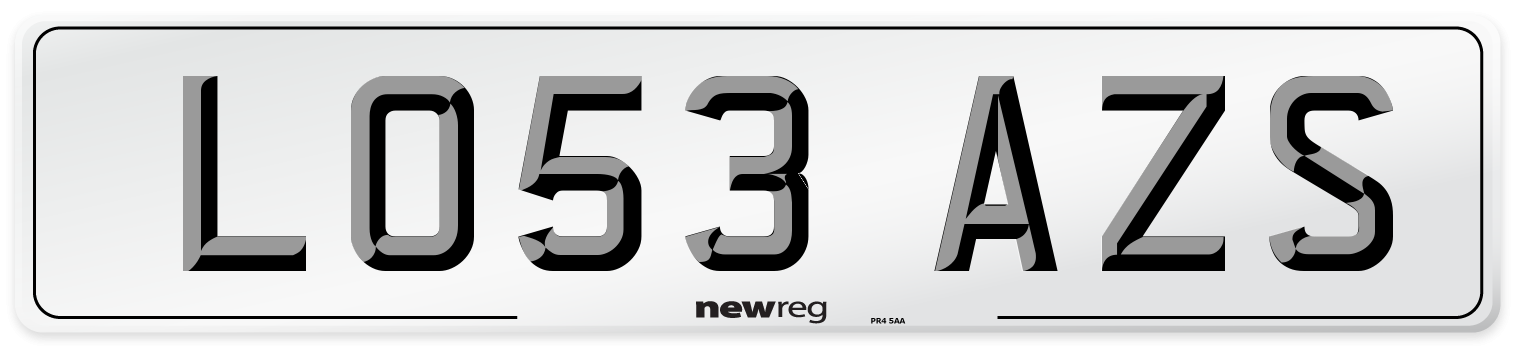 LO53 AZS Number Plate from New Reg